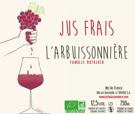 [MG/Arbuissonière/Jus frais/rouge/2024] Jus frais de l'Arbuissonnière 2024 Gamay (MG) vin de France 